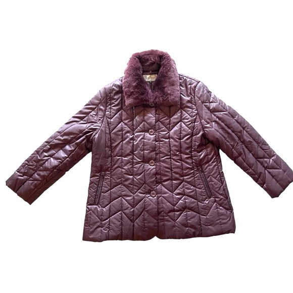 Vintage Jackets & Blazers - Fun Japanese Vintage Ladies Purple Fashion Puffer W/ Fur Trim
